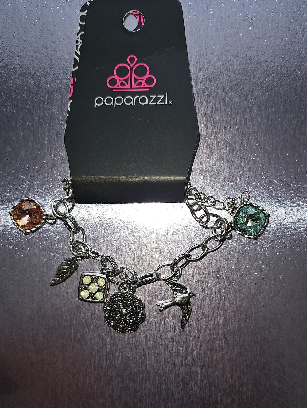 paparazzi Pink and Teal Charm Bracelet